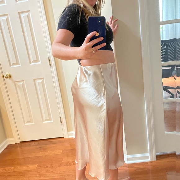 EUC Express y2k Satin Low Ride Midi Skirt sz L - Picture 7 of 9